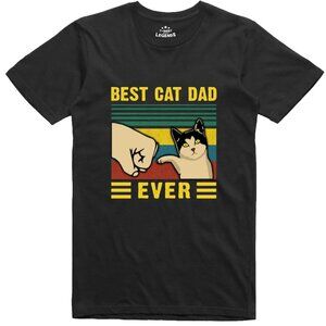 Best Cat Dad Ever T-Shirt | Funny Cat Lover Shirt | Vintage Style Black Unisex
